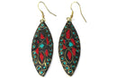 Mosaic Marquise Silhouette Earrings - Red/Blue Buy From Go Fives