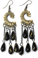 Paisley Petal & Shimmer Beads Earrings - Black Buy From Go Fives
