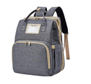 Diaper Bag Backpack with Extendable Folding Crib, GoFives Baby Bag with Changing Station USB Charge Port, Large Capacity - Gray Buy From Go Fives