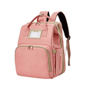 Diaper Bag Backpack with Extendable Folding Crib, GoFives Baby Bag with Changing Station USB Charge Port, Large Capacity - Pink Buy From Go Fives