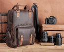 The Gaetano | Large Leather Backpack Camera Bag with Tripod Holder - Buy From Go Fives