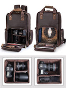 The Gaetano | Large Leather Backpack Camera Bag with Tripod Holder - Buy From Go Fives
