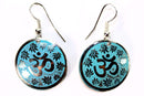 Lotus Petals And Om Yoga Earrings - Turquoise Buy From Go Fives