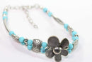 Silver Petal Flowers Bracelet - Turquoise Buy From Go Fives