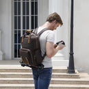 The Gaetano | Large Leather Backpack Camera Bag with Tripod Holder - Buy From Go Fives