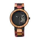 Lovers' Casual Quartz Watches Elk Design Natural Wooden Watch for Men Women with Mixed Colorful Wood Band in Gift Box - Men Size 44mm / United States Buy From Go Fives