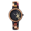 Lovers' Casual Quartz Watches Elk Design Natural Wooden Watch for Men Women with Mixed Colorful Wood Band in Gift Box - Women Size 38mm / United States Buy From Go Fives