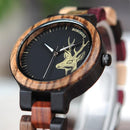 Lovers' Casual Quartz Watches Elk Design Natural Wooden Watch for Men Women with Mixed Colorful Wood Band in Gift Box - Buy From Go Fives