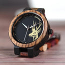 Lovers' Casual Quartz Watches Elk Design Natural Wooden Watch for Men Women with Mixed Colorful Wood Band in Gift Box - Buy From Go Fives