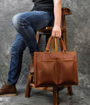 The Dagmar Leather Briefcase | Vintage Leather Messenger Bag - Buy From Go Fives