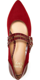 Womens Shoes - Low Heel Buckle Closure / Red Flats - Size 6.5 - Buy From Go Fives