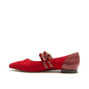 Womens Shoes - Low Heel Buckle Closure / Red Flats - Size 6.5 - Buy From Go Fives