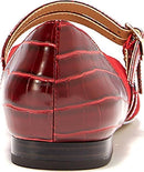 Womens Shoes - Low Heel Buckle Closure / Red Flats - Size 6.5 - Buy From Go Fives