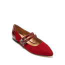 Womens Shoes - Low Heel Buckle Closure / Red Flats - Size 6.5 - Buy From Go Fives
