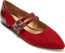 Womens Shoes - Low Heel Buckle Closure / Red Flats - Size 6.5 - Buy From Go Fives